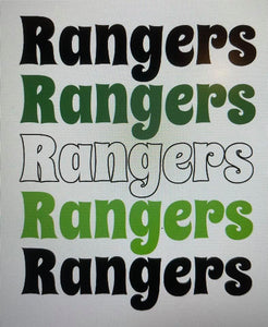 Rangers Spirit Tee - School Colors Repeating Mascot Name