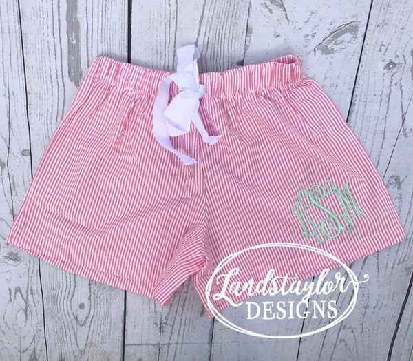 Scalloped Hem Seersucker Shorts