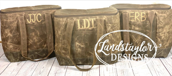 Waxed Canvas Monogrammed Cooler