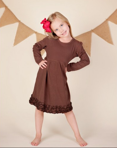Girl's Long Sleeve Ruffle Empire Waist Dress