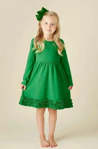 Girl's Long Sleeve Ruffle Empire Waist Dress