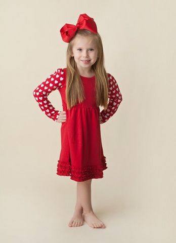 Girl's Heart Long Sleeve Empire Waist Ruffle Dress