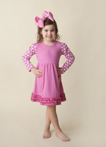 Girl's Heart Long Sleeve Empire Waist Ruffle Dress
