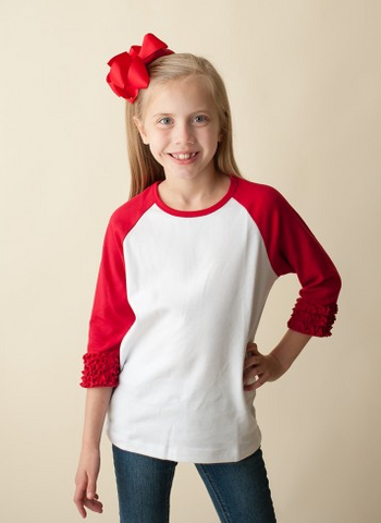 Girl's Ruffle Sleeve Raglan