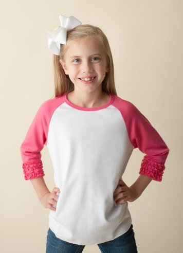 Girl's Ruffle Sleeve Raglan