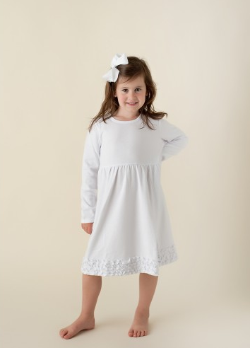 Girl's Long Sleeve Ruffle Empire Waist Dress
